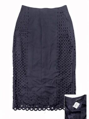 Banana Republic Navy Laser-Cut Pencil Skirt